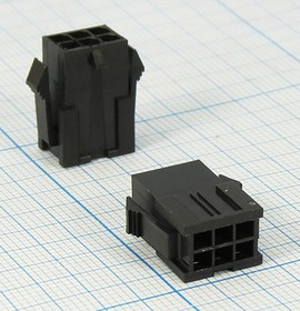 Разъем питания MF3 розетка , контакты 2x 3, шаг P3.0, монтаж на блок, MF3-2x03M, 6P