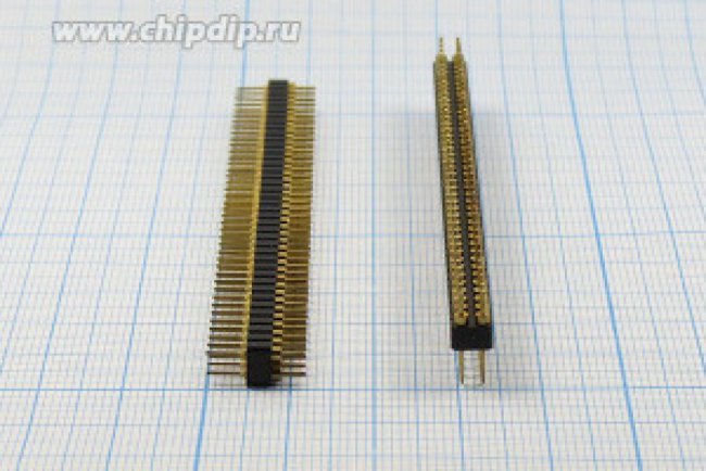 Разъем PLDM-2x40 вилка, шаг P2.54, контакты 80P, цанговый, монтаж на плату Разъем PLDM-2x40 вилка, шаг P2.54, контакты 80P, цанговый, монтаж на плату