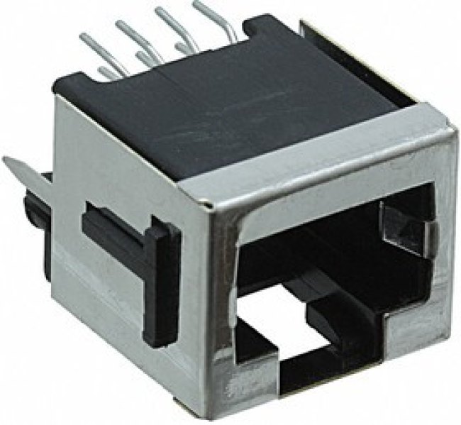 100616-1, Розетка 8P8C (RJ45) на плату экранированная 100616-1, Розетка 8P8C (RJ45) на плату экранированная