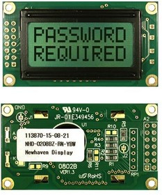 NHD-0208BZ-RN-YBW, LCD Character Display Modules &amp; Accessories STN - Y/G 2x8 Reflective No Bklght