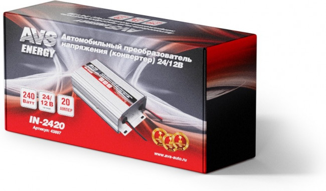 43897, Преобразователь напряжения 24 - 12 В 20 А AVS IN-2420