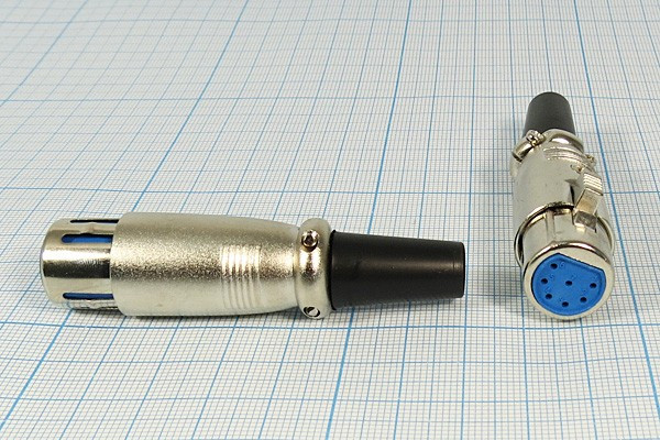 Разъем микрофонный XLR розетка, контакты 7P, монтаж на кабель, MC910-7P