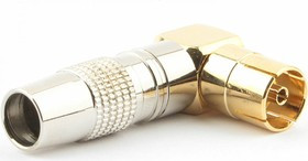 Разъем TV мама позолоченный, латунь OD8.5, 90 градусов, блистер TVPL-08