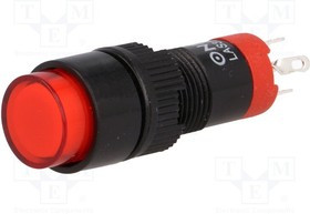 V10Y-11-R, Переключатель: кнопочный, Пол: 2, SPDT, 0,5A/250ВAC, 1A/24ВDC, IP40