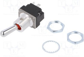 2MT1-2, Переключатель: тумблер, Пол: 2, DPDT, OFF-ON, 5A/28ВAC, -40-80°C