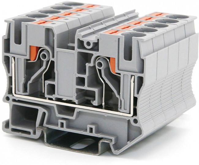 VPR-10-GY, Клемма проходная , зажим push-in, 2 точки подключения, 10 кв.мм, серая