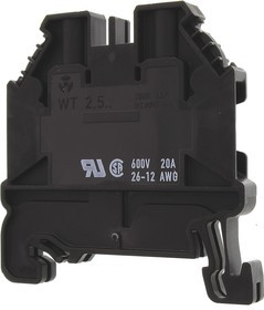 58.503.0055.1, WT 2.5 Series Black Feed Through Terminal Block, 2.5mm², Single-Level, Screw Termination, ATEX
