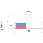 Магнитное крепление с винтом С36 (М6)