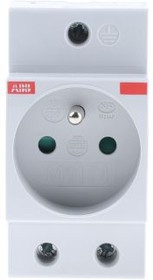 2CSM110000R0711, Grey 1 Gang Plug Socket, 16A, Type E - French, Indoor Use