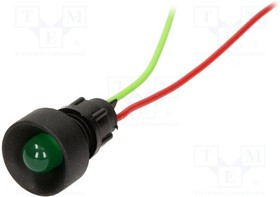 LKS12-24-G, Индикат.лампа: LED, вогнутый, 12-24ВDC, 12-24ВAC, Отв: d13мм, IP20