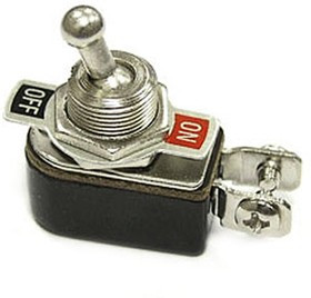 KNH-1S on-off, Тумблер двухпозиционный однополюсный KNH-1S, 35.3х13.8х37 мм, ON-OFF, SPST, 6 А, 250 В, 50 мОм, 2 контакта, под винт 6.3 мм
