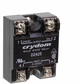 D2425H, Solid State Relay 12mA 32V DC-IN 25A 280V AC-OUT 4-Pin