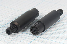 Разъем (miniDIN) MDC-0003.7P [S-VHS] розетка, контакты 7HP, монтаж на кабель, пластик хвост, MDC-0003.7P [S-VHS]