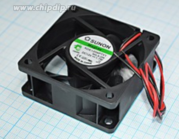 Вентилятор 60x60x25, напряжение 12В, ток 0,14А, мощность 1,9Вт, выводы 2L, подшипник ML, KDE1206PTV1 SUNON