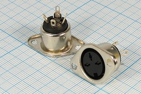 Гнездо DIN три основных контакта, на панель с фланцевым креплением; №1291 гн DIN\ 3HP+1C\пан\мет флан 2отв\\DN-3BJ\