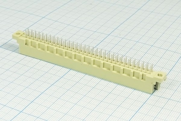 Прямоугольный соединитель штекер DIN41612, шаг P2,54мм, 64P[A+B],[2x32, A+B=2x32=64P],64 контакта,лату, пластиковый, D22-64M1DL; №10091 штек