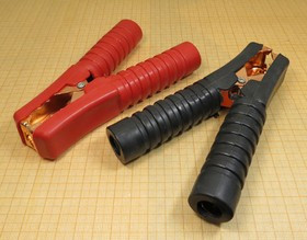 Зажим L150мм, 300А, кабель, изолированный черный