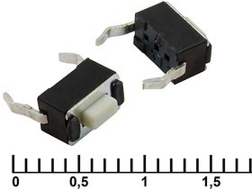 IT-0343 (6x3x4.3), Тактовая кнопка IT-0343, 6.1x3.5x4.5 мм, OFF-(ON), 50 мА, 12 В, 100 мОм, пайка в плату