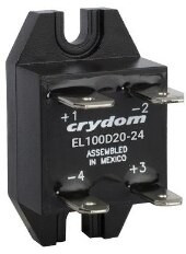EL100D20-24, Solid State Relays - Industrial Mount SSR Relay, Panel Mount, IP00, 100VDC/20A, 21-27VDC In
