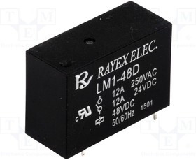 LM1-48D, Реле: электромагнитное, SPDT, Uобмотки: 48ВDC, 12A/250ВAC, 530мВт