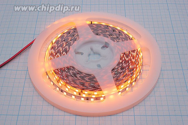 Лента светодиодная 24В, цвет оранжевый, мощность 10,0Вт/м, SMD2835, IP20, без скотча; №14328O СДЛ\лента\ 24В\оран\10,0Вт/м\ SMD2835\IP20\8x1