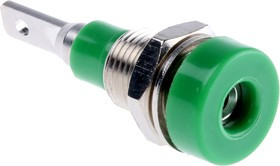 23.0030-25, Green Female Banana Socket, 2mm Connector, Tab Termination, 10A, 30 V, 60V dc