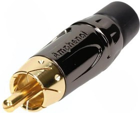 ACPL-CBK, Вилка; RCA; "папа"; короткий; прямой; пайка; черный; позолота; 3-7мм
