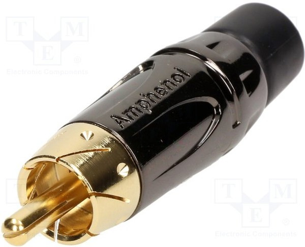 ACPL-CBK, Вилка; RCA; "папа"; короткий; прямой; пайка; черный; позолота; 3-7мм