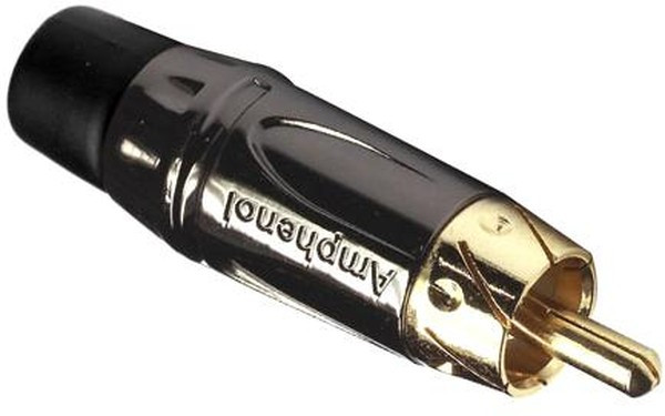 ACPL-CBK, Вилка; RCA; "папа"; короткий; прямой; пайка; черный; позолота; 3-7мм