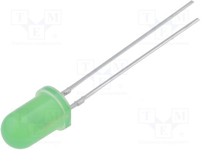 OSG8NU5B64A-12V, Светодиод, 5мм, зеленый, 68-90мкд, 60°, 12В