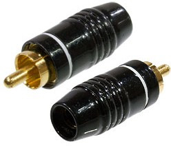 1-224G WHITE, штекер RCA металл на кабель белый 47мм "позолоченный"