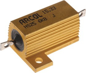 HS25 6K8 J, 6.8k 25W Wire Wound Chassis Mount Resistor HS25 6K8 J ±5%