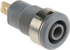 23.3000-28, Grey Female Banana Socket, 4 mm Connector, Tab Termination, 24A, 1000V, Gold Plating