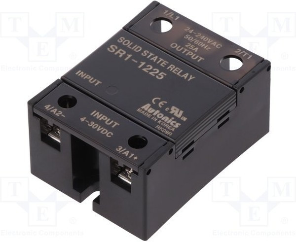 SR1-1225, Реле: полупроводниковое, Uупр: 4-30ВDC, 25А, 24-240ВAC, винтами