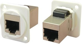 CP30222SW, Адаптер в линию, Cat6, CSK Hole, RJ45, RJ45, Переходник, Встраиваемый в Линию, White FT, Гнездо