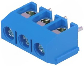 TB-5.0-P-3P/BL, Зажимная рейка для печатных плат, угловой 90°, 5мм, на PCB, 16А