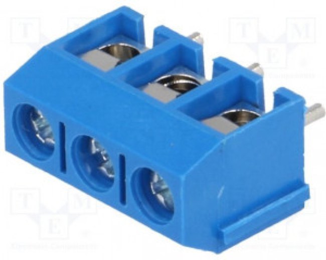 TB-5.0-P-3P/BL, Зажимная рейка для печатных плат, угловой 90°, 5мм, на PCB, 16А