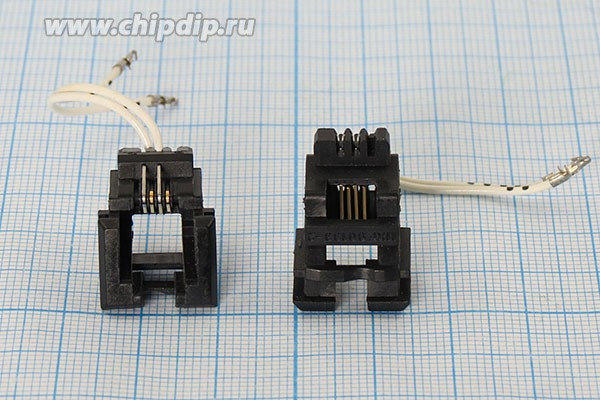 Разъем телефонный 6P4C розетка, контакты 2L, на блок/провод, MXF90133-2