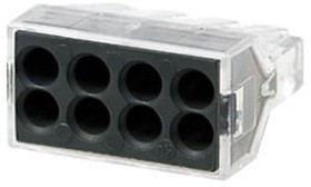 773-328, 8-проводная клемма, d: 0,75-2,5 мм2, прозрачный корпус