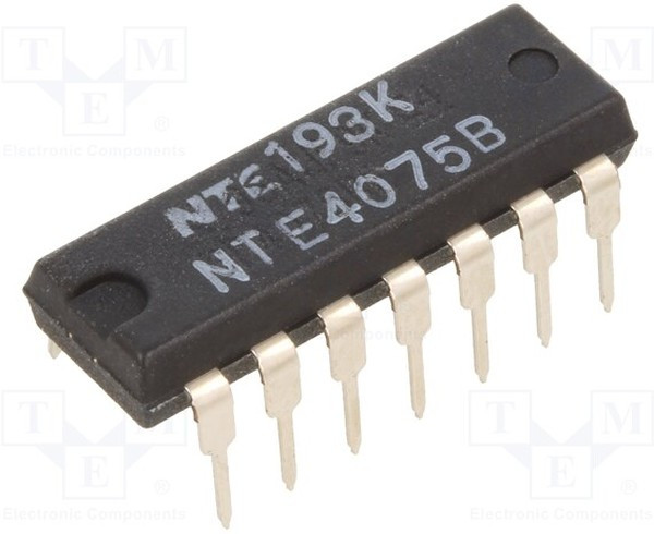 NTE4075B, IC: digital; OR; Ch: 3; IN: 3; CMOS; THT; DIP14; 3?18VDC; -55?125°C