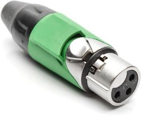 AX3F5M, XLR Connectors 3 pole Socket F Plug AX XLR AudioCable Conn Satin Nickel w/ Green Marking Sleeve