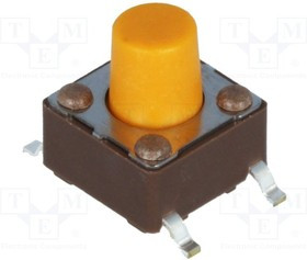 DTSM-63S-V-B, Микропереключатель, 1, SPST-NO, 0,05A/12ВDC, SMT, 3,2Н, 6,2x6,2мм