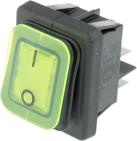 B4MASK48X1V11002, Illuminated DPST, On-None-Off Rocker Switch Panel Mount