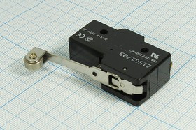 Микропереключатель, размер 49x17 x30, 15А, переключение ON-(ON), размер концевика L58, SF-6049