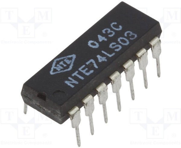 NTE74LS03, IC: digital; NAND; Ch: 4; IN: 2; TTL; THT; DIP14; OUT: open collector