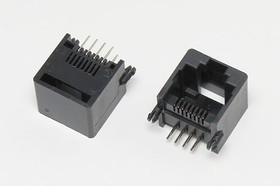 Разъем телефонный T7-8P8C[RJ-45] розетка, контакты 8P, на плату, угловой, T7-8P8C[RJ-45]