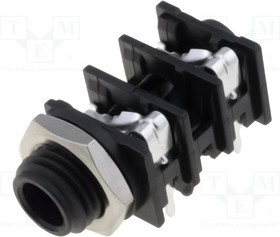 ACJM-MHOP, Гнездо, Jack 6,35мм, "мама", mono, с двойным выключателем, THT