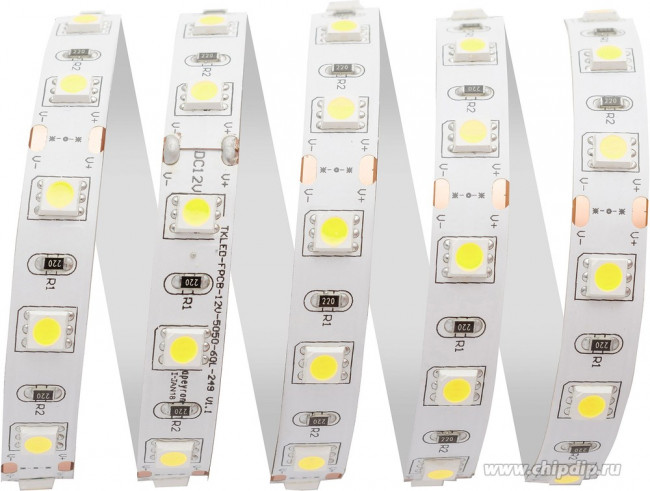 00-317, Лента светодиодная ПРО, белый, 24В, 14.4Вт/м, 60SMD(5050)м, 1100Лм/м, 4000К, IP20, 10мм, цена за катушку 5м