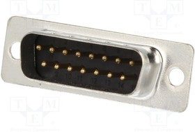 DB15-SP, Разъем D-Sub; PIN: 15; вилка; "папа"; на провод; пайка; Цвет: черный