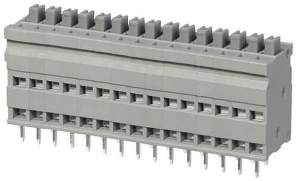 TBL009V-254-15GY-2GY, Fixed Terminal Blocks Terminal block, screwless, 2.54, Vertical, 15, Gray w Gray Button